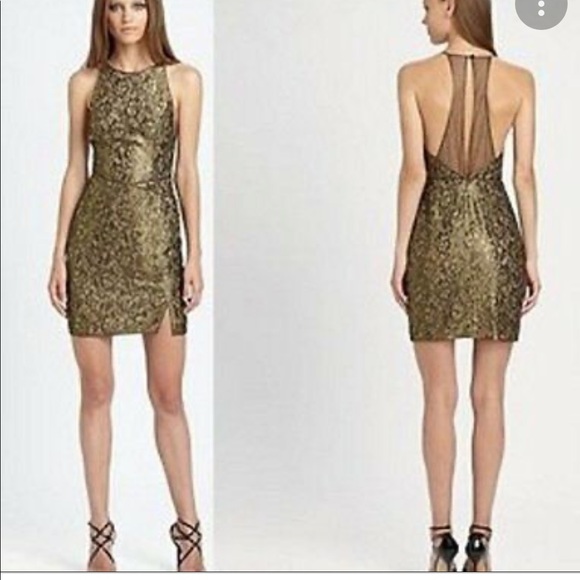 BCBG MaxAzria gold metallic lace "Tenya"
cocktail mini dress size 6 - Picture 10 of 12